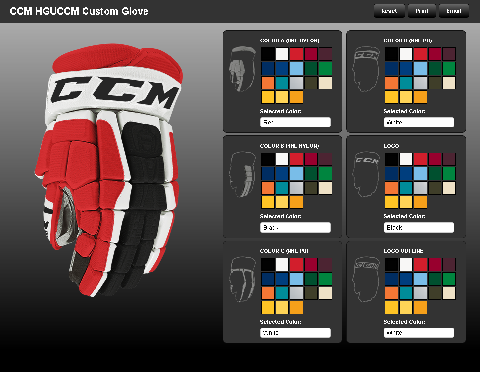 Hockey Glove Customizer Optimized for iPad